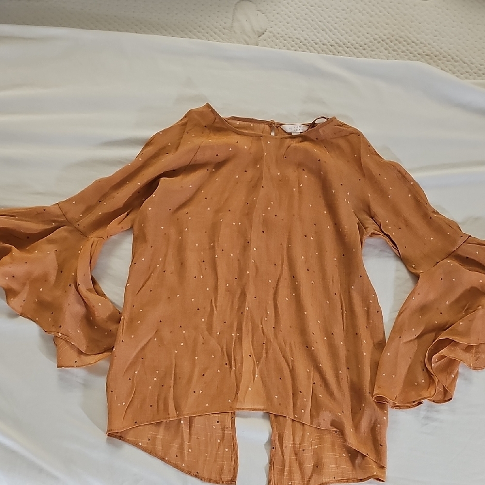 LC Lauren Conrad Rust Bell Sleeve Blouse